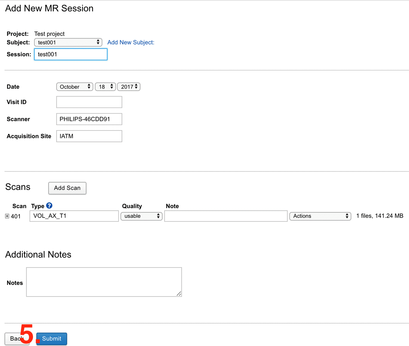 Subject information form